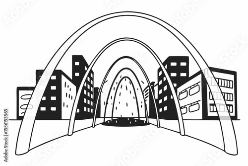 Futuristic Downtown Cityscape Vector Design with Crystalline Elements vector illustration futuristic downtown