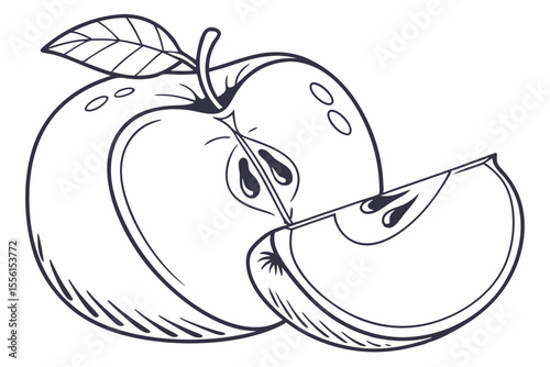 Line drawing icon of apple fruit