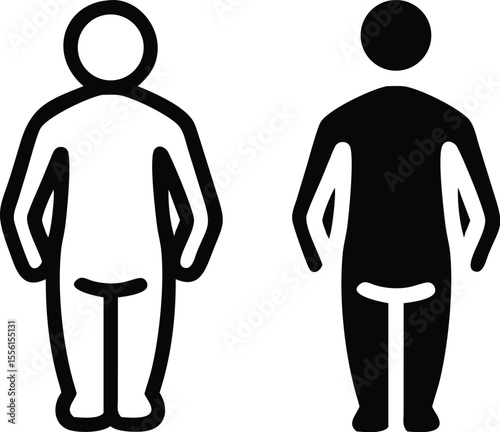 Minimalist Human Silhouette Icon – Gender Neutral Full-Body Figure in Flat Monochrome Style