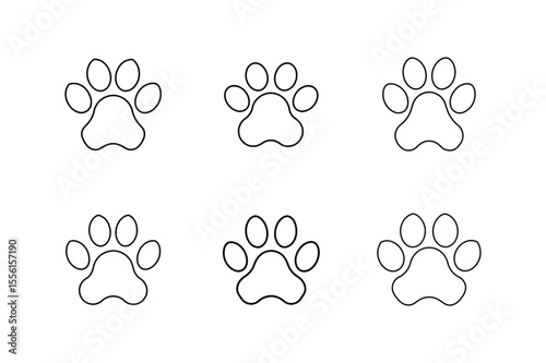 paw print icon line art vector illustration