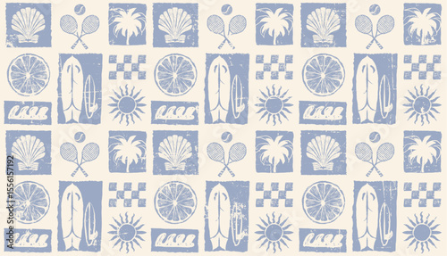 surfing pattern design. Summer seamless pattern, beach life elements Vector illustration, surfing pattern design. print design, print , exotic wallpaper, textile, fabric