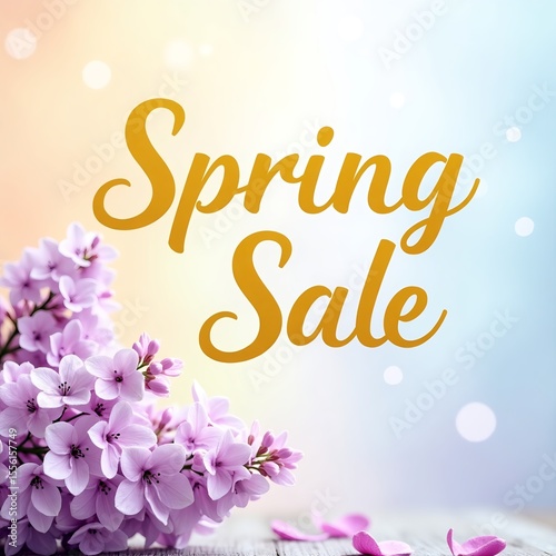 Beautiful Lilac Flowers on Color Background – Spring Sale Banner

