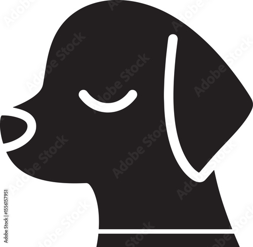 Cute Dog Vector silhouette Icon. Pet and Animal puppy, paw, tail, cartoon, adorable, canine, woof, illustration Designs.