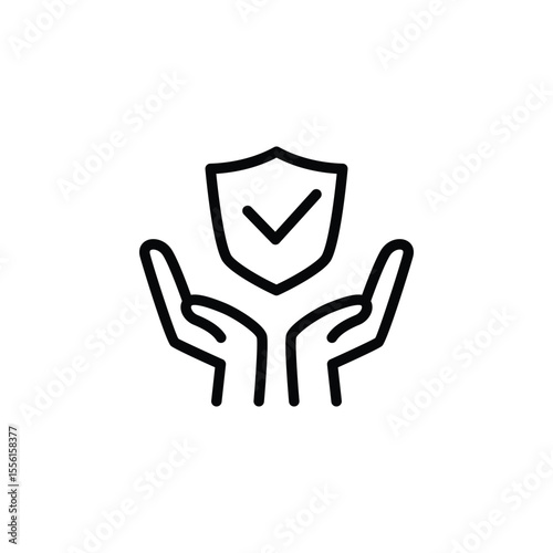 hand and shield outline icon symbol vector design good for web or mobile app