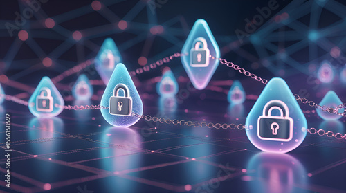 Advanced Technology Illustration of Secured Blockchain Nodes and Chains