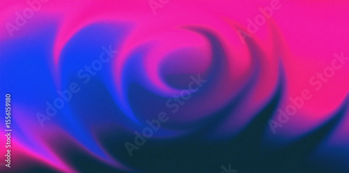 Vibrant Pink and Blue Neon Swirl with Halftone Texture