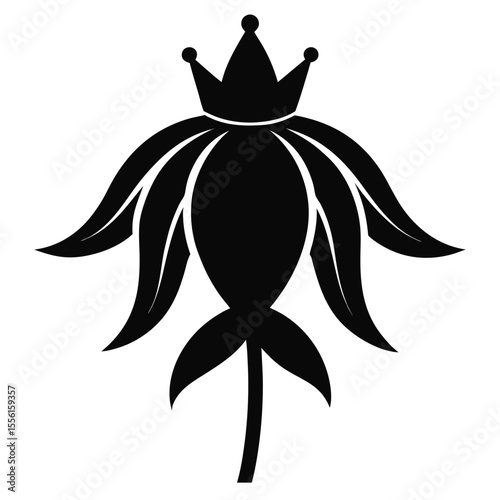 crown imperial flower silhouette on white background