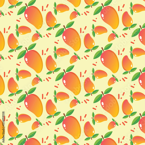 Seamless Mango Pattern – Tropical Yellow Fruit Vector Background