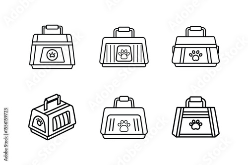 pet carrier line art vector illustration