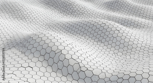 Architectural Ripple: White Hexagonal Tessellation Pattern