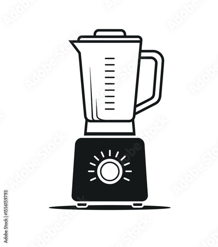 A minimalist black and white line art illustration of a blender