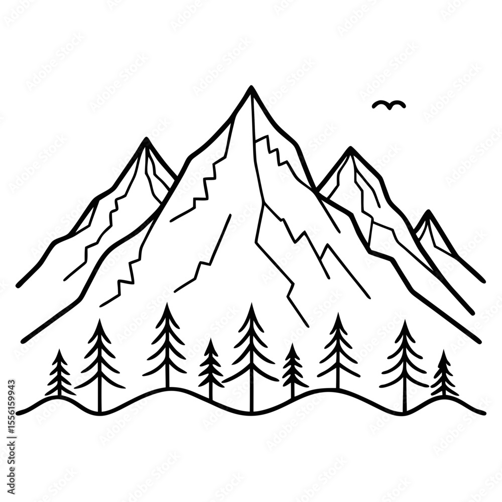 Obraz premium vector illustration of a tent in the mountains
