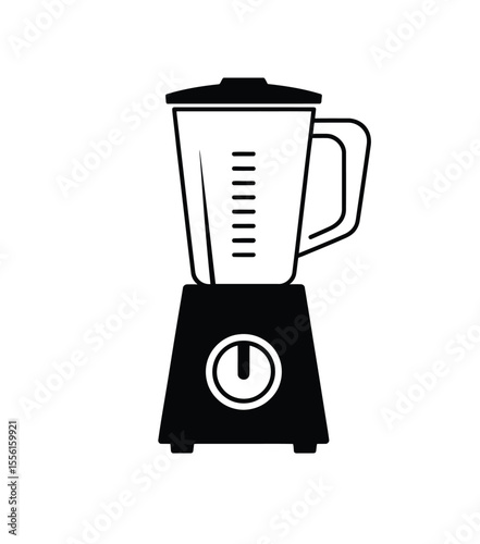 A minimalist black and white line art illustration of a blender