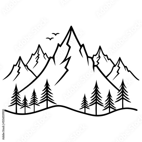 winter landscape with trees and mountains