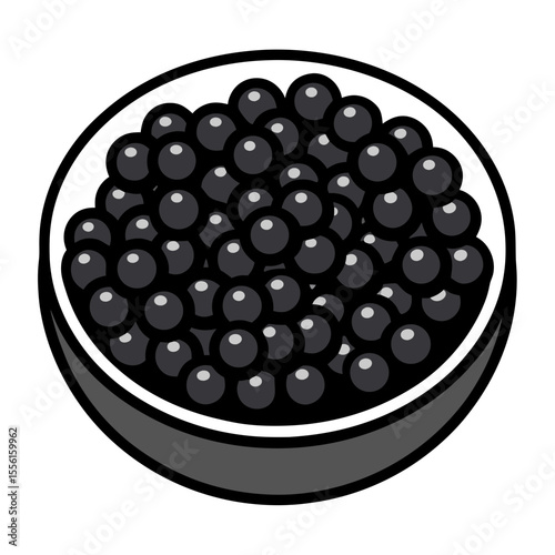 Stylized Illustration of Black Caviar in a Bowl a Luxurious Delicacy Perfect for Gourmet Food Illustrations and Upscale Dining Concepts with a Clean and Modern