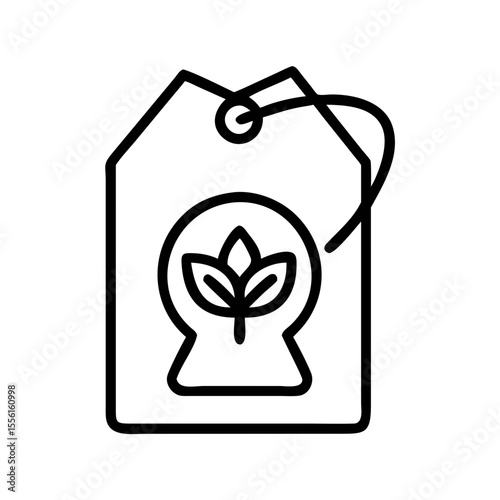 Eco-friendly product tag illustration with leaf symbol representing sustainability and green lifestyle
