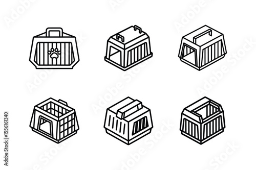 pet crate line art vector illustration