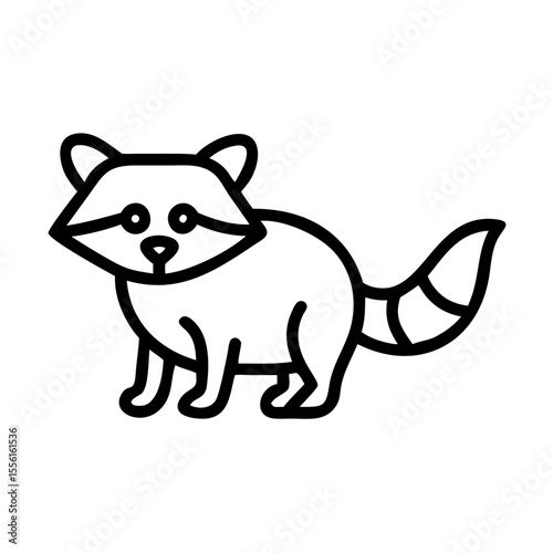 raccoon character illustration, playful, suitable for children’s designs simple linear vector icon