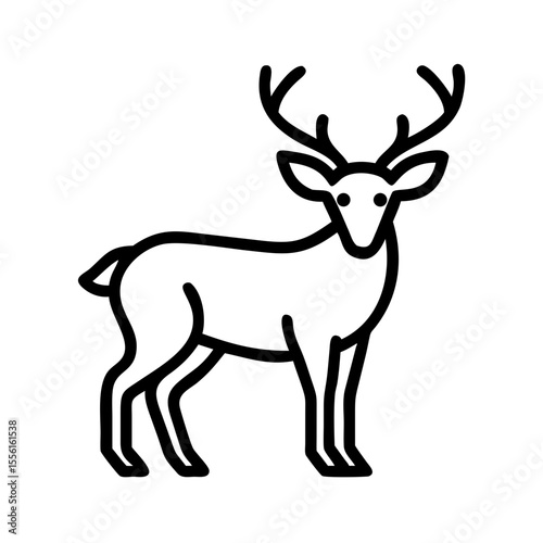 simple linear vector icon White-tailed deer standing elegantly