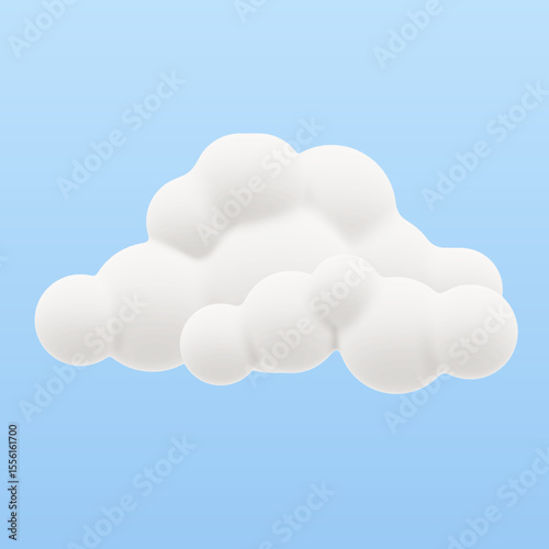 A playful 3D cartoon-style cloud with a puffy dynamic look with unique organic shape and a soft matte texture with gentle highlights. Great for playful interfaces, animations and storybook designs.