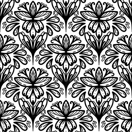 250682 line scribble seamless repeat pattern, motifs floral hand drawn, scribble style, scallop pattern, design for seamless floral pattern, printing, wrapping, background and craft