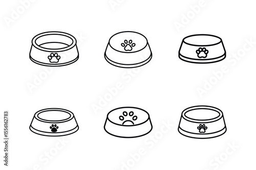 pet food bowl line art vector illustration