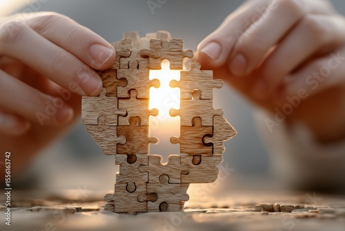 Mental Health Concept with Puzzle Piece Completing Human Head
