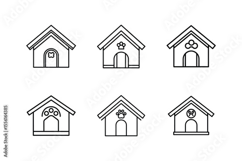 pet house icon line art vector illustration
