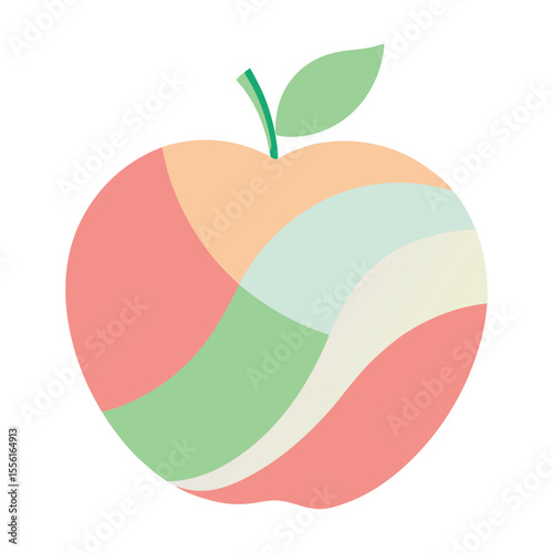 Abstract apple in pastel color block