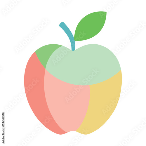 Abstract apple in pastel color block