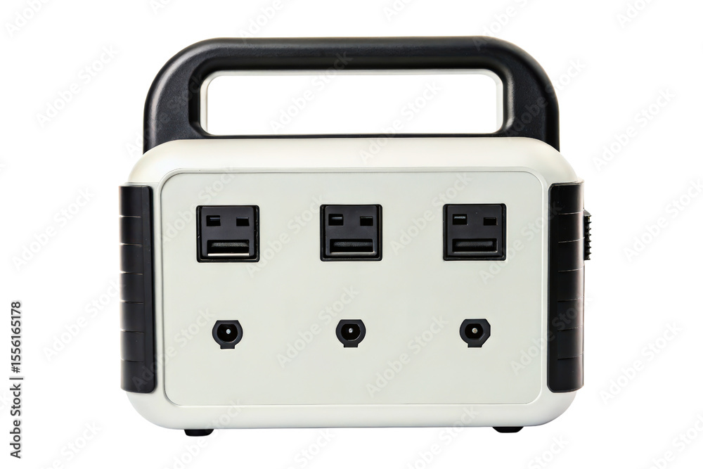 Fototapeta premium Portable power station with multiple output ports isolated with transparent background