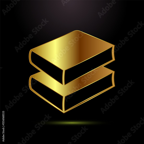 Book icon design illustration, Book sign symbol for apps and websites in gold color style
