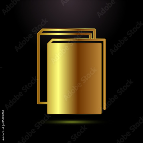 Book icon design illustration, Book sign symbol for apps and websites in gold color style