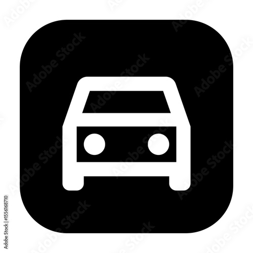 Line icon of car, useful in route planning and transportation apps.