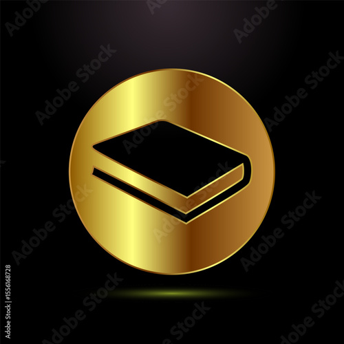 Book icon design illustration, Book sign symbol for apps and websites in gold color style
