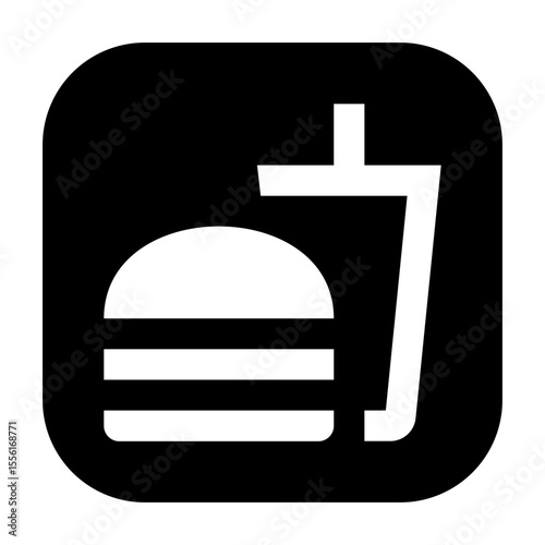 Line icon of fast food place, ideal for restaurant or travel apps.