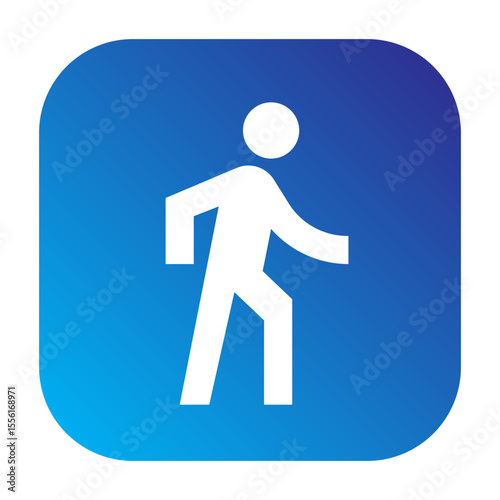 Line icon of walk, useful in pedestrian maps or walking routes.