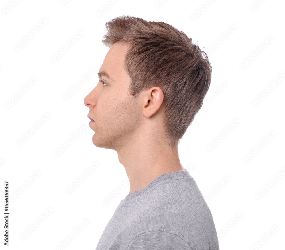 Obraz premium Man after scoliosis treatment on white background