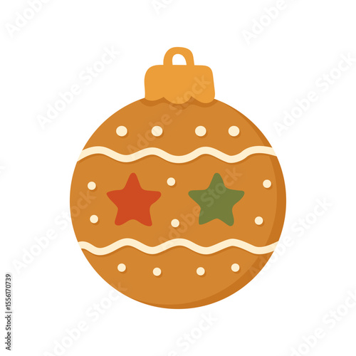 A gingerbread ornament cookie decorated with stars and icing. This gingerbread ornament cookie brings festive cheer.