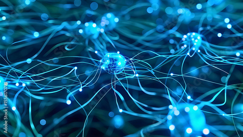 Futuristic AI Neural Network with Glowing Connections and Binary Code | Generative AI