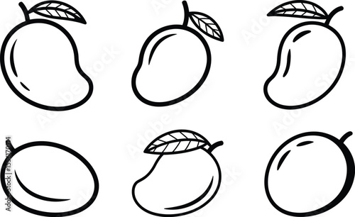Mango fruit outlines on white background simple illustration design