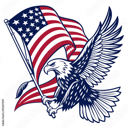 vector of american eagle and american flag