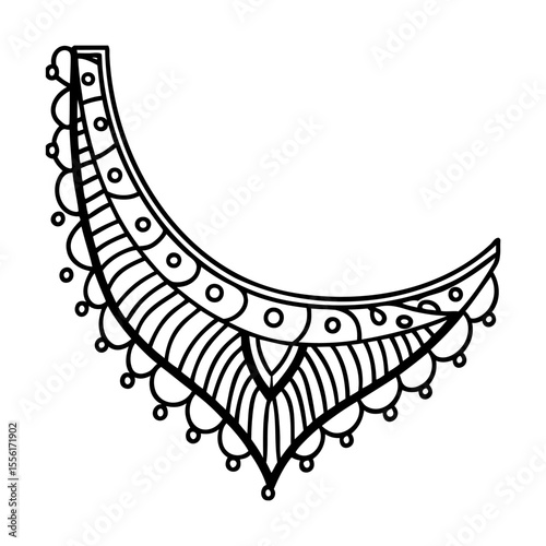Elegant vector illustration of an intricate ornamental necklace design with decorative details