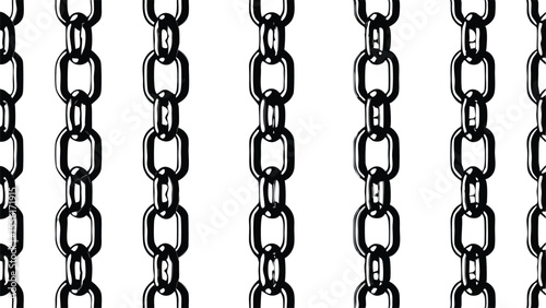 Black metal chain links pattern on white background connection strength