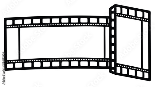Black and white film strip with blank frames and perforations movie cinema