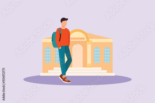 University student life Concept. Colored flat vector illustration isolated