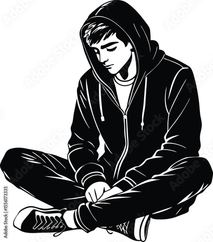young man sitting on 