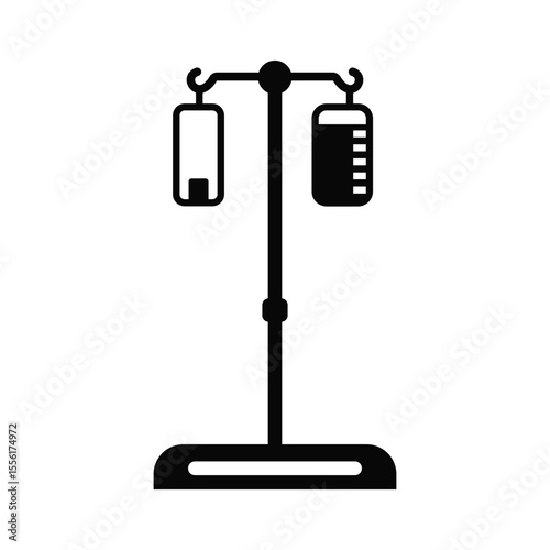 Hospital IV Stand Black & White Vector Design