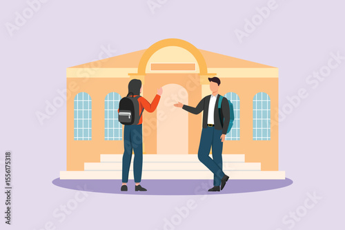  University student life Concept. Colored flat vector illustration isolated