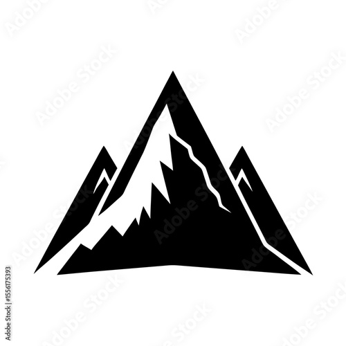Flat Color Style and Minimalist Single Mountain Peak Vector Illustration